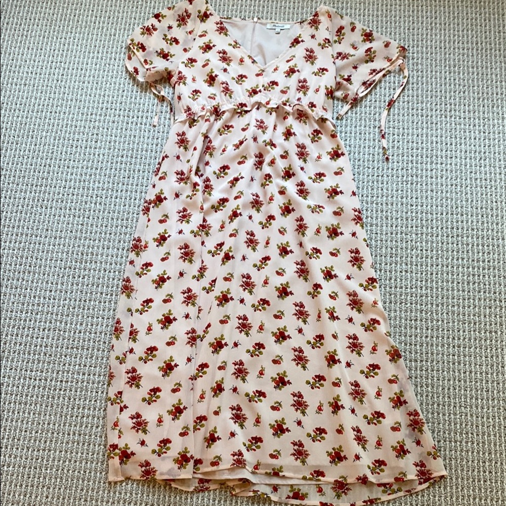 Madewell Midi Dress with Red and Pink Flowers